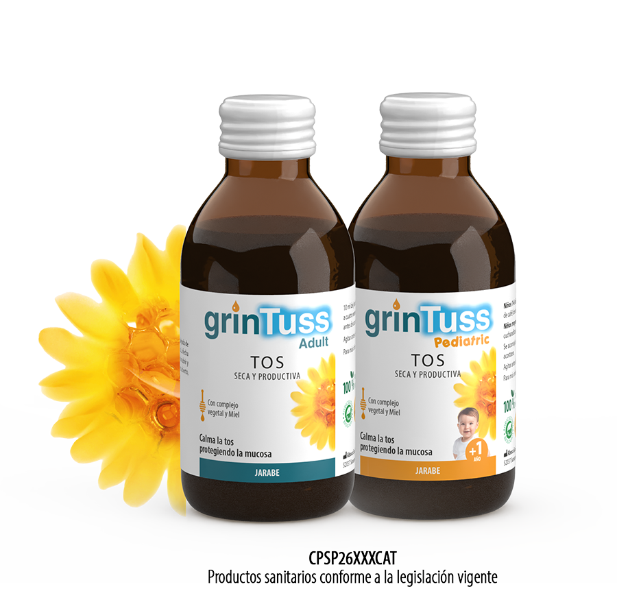 Dos frascos de jarabe Grintuss